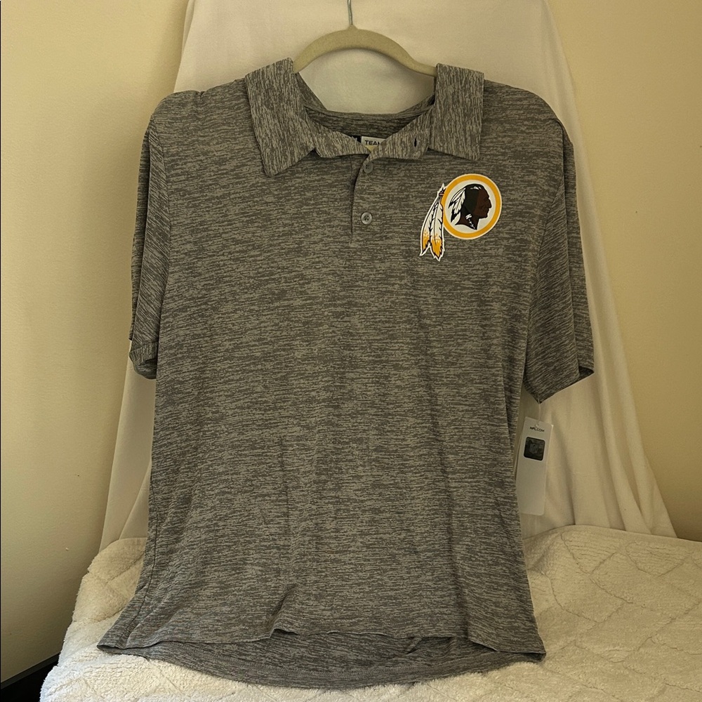 Heather Gray Polo with Logo/ Redskins